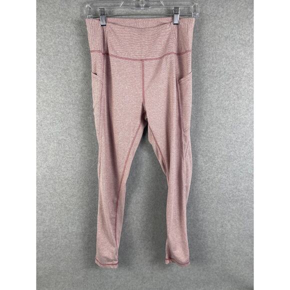 Danskin Active High Rise Leggings Women's Size M Pocket Striped Purple White - Picture 1 of 6